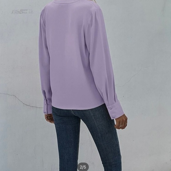 Shein Notched Neck Pleated Blouse - Picture 2 of 4